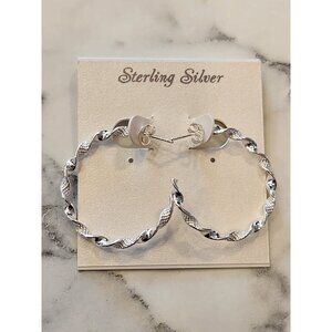 Sterling Silver Twisted Hoop Earrings